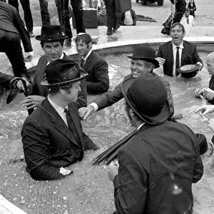 Bowler hatted gents at the Sceptic money pool. June 1969 Z06342-004