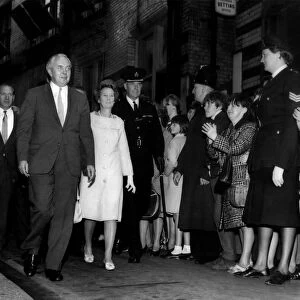 British Prime Minister Harold Wilson arriving to officially reopen the Cavern Club in