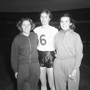 Left to right Betty Loakes, Diane Leather and Nora Smalley after 880 yard Womens Relay