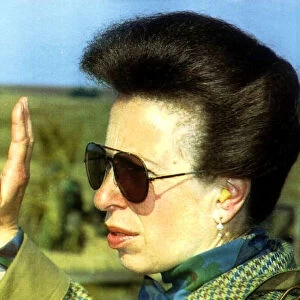 Princess Anne at the otterburn army camp firing range in Northumberland