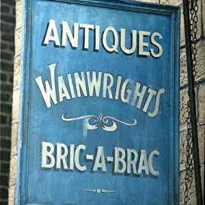 The sign outside Auntie Wainwrights Antique shop in the BBC situation comedy series