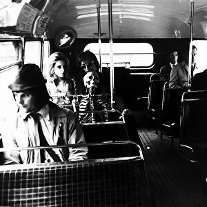Skeleton on the bus with Pop Singer Elmer Gantry 1969