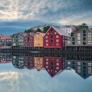 Trondheim. Image of Norwegian city of Trondheim during twilight blue hour