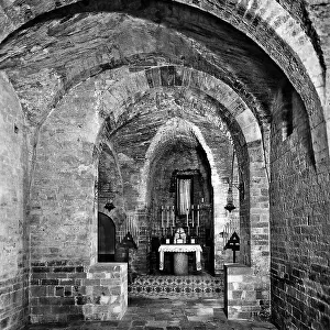 Internal view of the Church of San Giacomo de muro rupto, Assisi, with cross vault