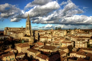 Aerial view of Saint-Emilion and Monolithic Church
