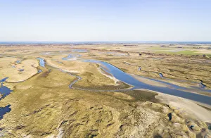 Netherlands Prints: Aerial view of the Slufter Valley, looking out over the island in the direction of