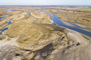 Aerial view of the Slufter Valley, looking out over the island in the direction of