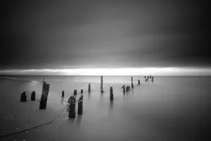 B+W version of the old plank way at the Baltic Sea near Mazirbe, Mazirbe, Kurzeme, Latvia B+W version of the old plank way at the Baltic Sea near Mazirbe, Mazirbe, Kurzeme, Latvia