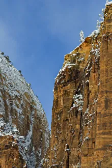 Blue Sky Prints: Canyon cliff in winter, Zion National Park, Utah