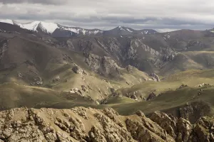 Mountain Prints: Canyons and snow-capped mountains, Pikertyk, Tien Shan Mountains, eastern Kyrgyzstan