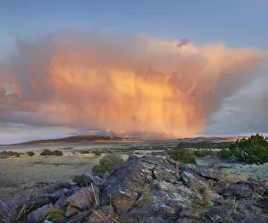 Blue Sky Prints: Giant cumulonimbius cloud and rainbow, Sierra Grande, near Capulin, New Mexico