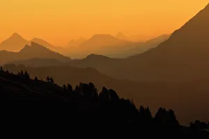Mountain Prints: Mountain ranges at sunrise, Niederhorn, Switzerland