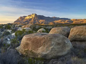 Blue Sky Prints: Mountain at sunset, El Capitan, Guadalupe Mountains National Park, Texas