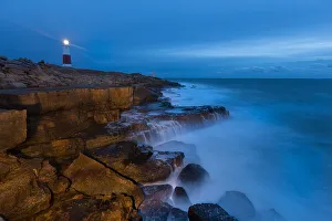 Rock Prints: Portland Bill lighthouse at dusk, Portland Bill, Dorset, UK
