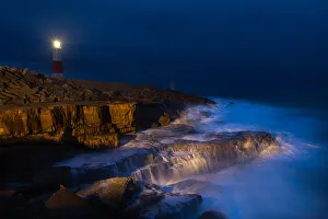 Portland Bill lighthouse at night, Portland Bill, Dorset, England