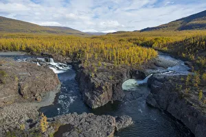River in canyon in taiga, Putorana Plateau, Siberia, Russia