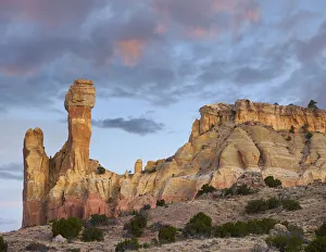 Rock formation at dawn, Chimney Rock, Ghost Ranch, New Mexico