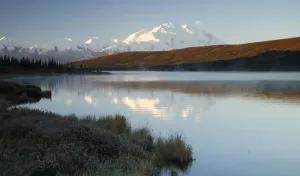 Scenic view of Mount Denali and the Alaska Range from Wonder Lake, Denali National Park Scenic view of Mount Denali and the Alaska Range from Wonder Lake, Denali National Park