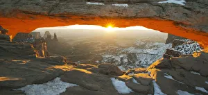 Sunrise through Mesa Arch, Canyonlands National Park, Moab, Utah Sunrise through Mesa Arch, Canyonlands National Park, Moab, Utah