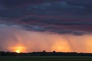 Landscape Prints: Sunset with thunder clouds, Kromme Rijngebied, Utrecht, The Netherlands